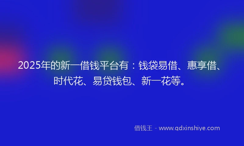 2025年的新一借钱平台有：钱袋易借、惠享借、时代花、易贷钱包、新一花等。