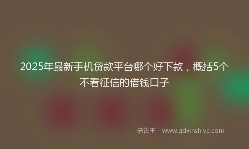 2025年最新手机贷款平台哪个好下款，概括5个不看征信的借钱口子