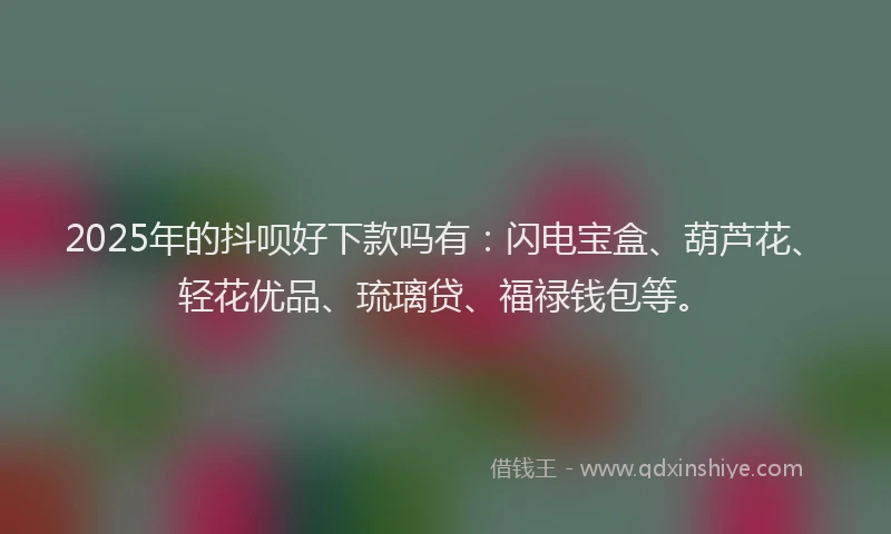 2025年的抖呗好下款吗有：闪电宝盒、葫芦花、轻花优品、琉璃贷、福禄钱包等。