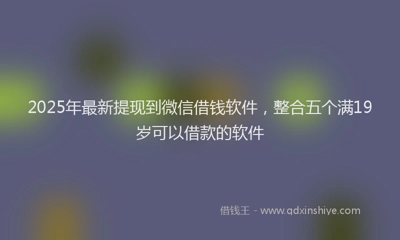2025年最新提现到微信借钱软件，整合五个满19岁可以借款的软件