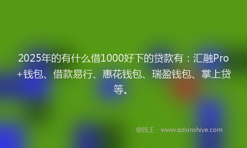 2025年的有什么借1000好下的贷款有：汇融Pro+钱包、借款易行、惠花钱包、瑞盈钱包、掌上贷等。