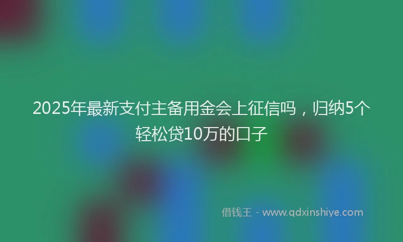 2025年最新支付主备用金会上征信吗，归纳5个轻松贷10万的口子