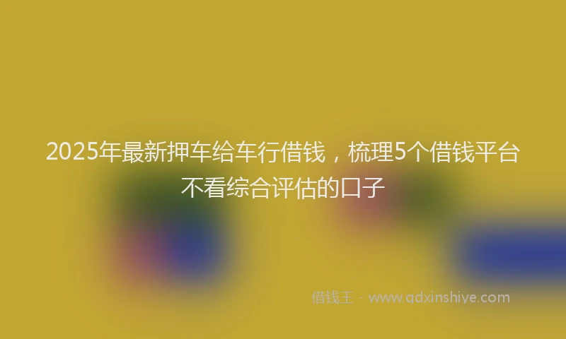 2025年最新押车给车行借钱，梳理5个借钱平台不看综合评估的口子
