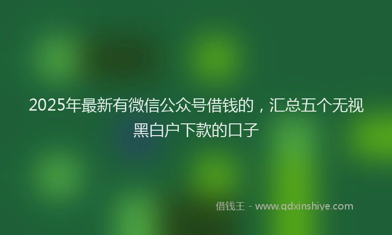 2025年最新有微信公众号借钱的，汇总五个无视黑白户下款的口子