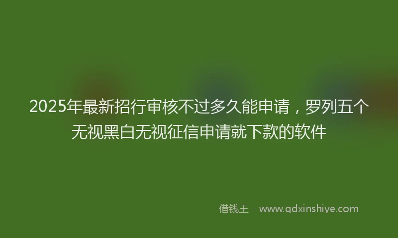 2025年最新招行审核不过多久能申请，罗列五个无视黑白无视征信申请就下款的软件
