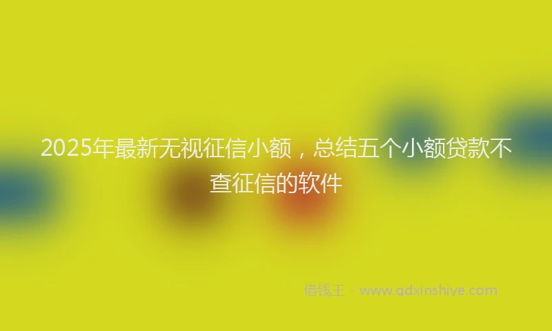 2025年最新无视征信小额，总结五个小额贷款不查征信的软件