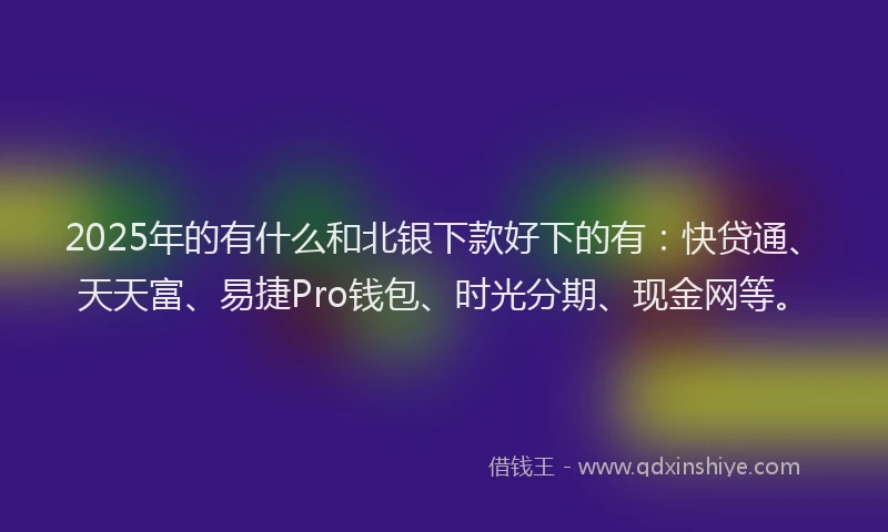 2025年的有什么和北银下款好下的有：快贷通、天天富、易捷Pro钱包、时光分期、现金网等。