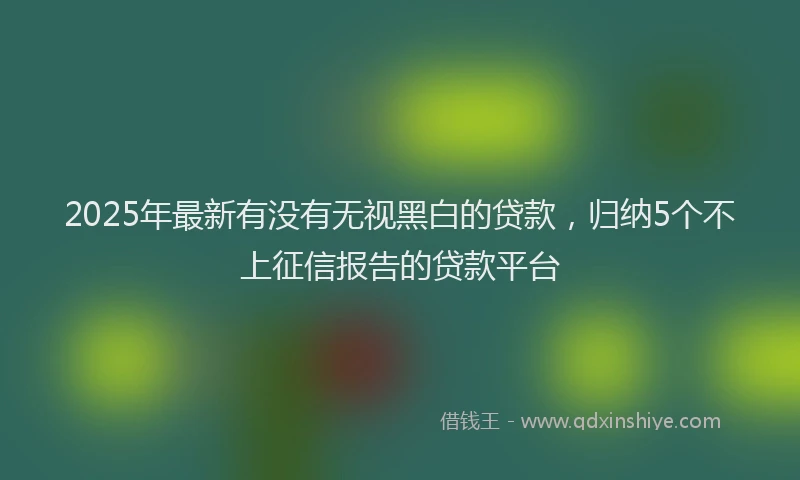 2025年最新有没有无视黑白的贷款，归纳5个不上征信报告的贷款平台