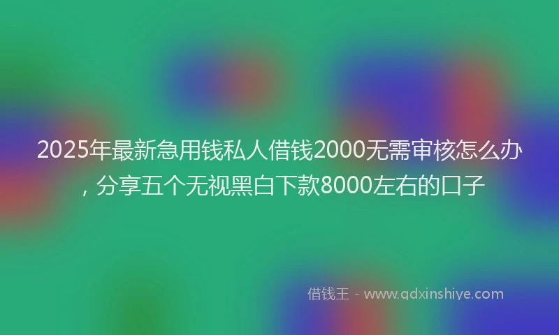 2025年最新急用钱私人借钱2000无需审核怎么办，分享五个无视黑白下款8000左右的口子