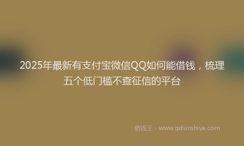 2025年最新有支付宝微信QQ如何能借钱，梳理五个低门槛不查征信的平台