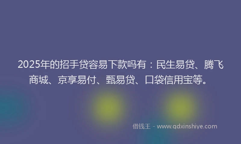 2025年的招手贷容易下款吗有：民生易贷、腾飞商城、京享易付、甄易贷、口袋信用宝等。