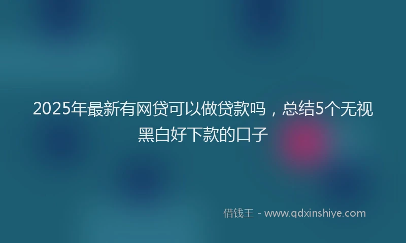 2025年最新有网贷可以做贷款吗，总结5个无视黑白好下款的口子