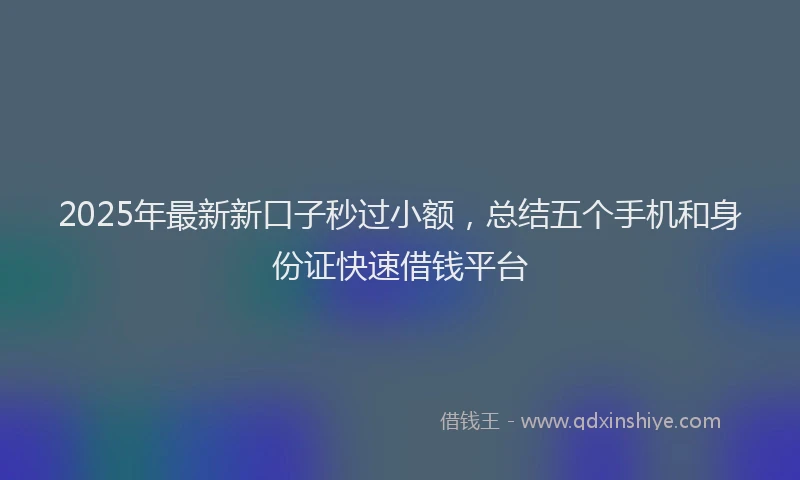 2025年最新新口子秒过小额，总结五个手机和身份证快速借钱平台