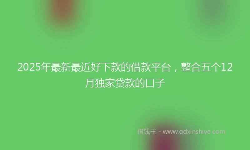2025年最新最近好下款的借款平台，整合五个12月独家贷款的口子