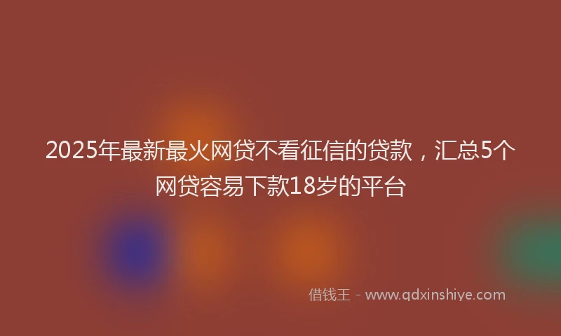 2025年最新最火网贷不看征信的贷款，汇总5个网贷容易下款18岁的平台