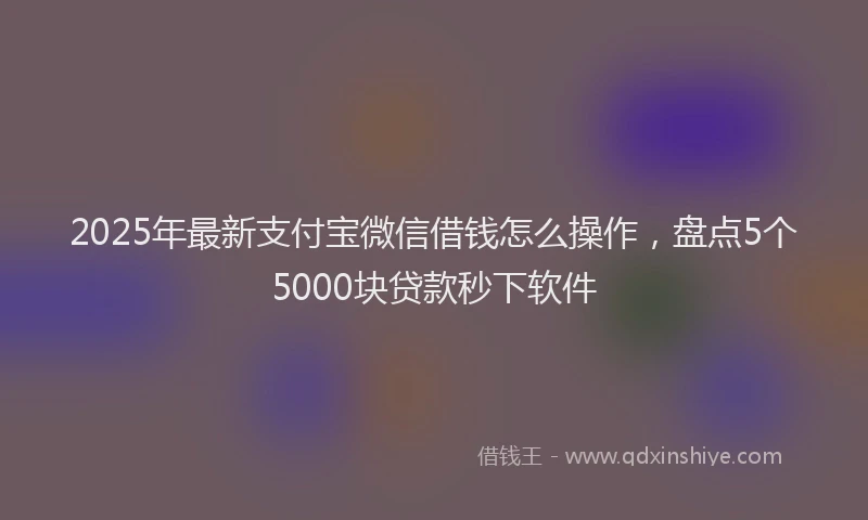 2025年最新支付宝微信借钱怎么操作，盘点5个5000块贷款秒下软件