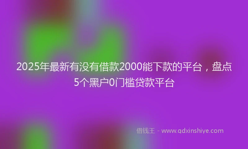 2025年最新有没有借款2000能下款的平台，盘点5个黑户0门槛贷款平台