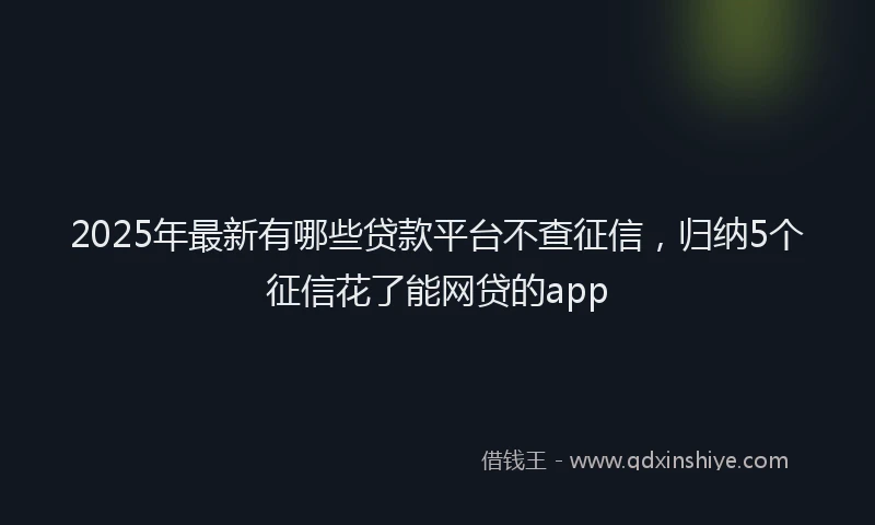 2025年最新有哪些贷款平台不查征信，归纳5个征信花了能网贷的app