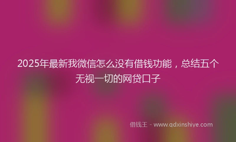 2025年最新我微信怎么没有借钱功能，总结五个无视一切的网贷口子