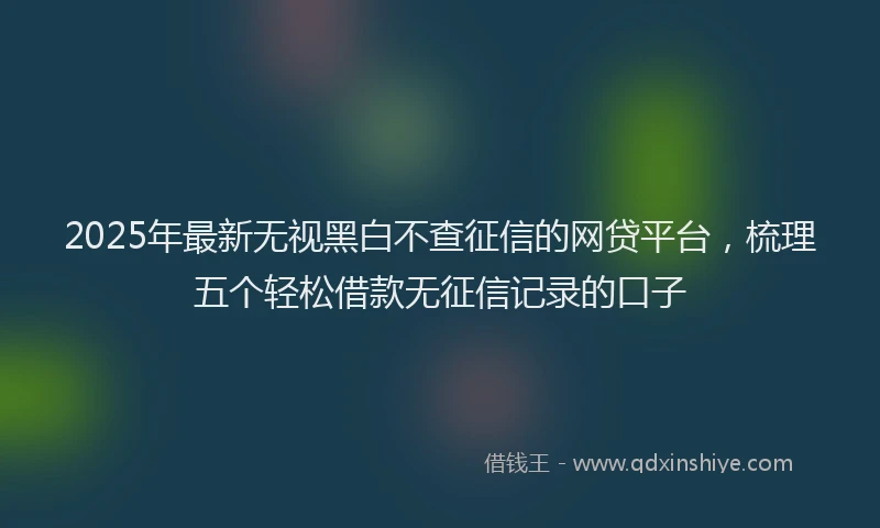 2025年最新无视黑白不查征信的网贷平台，梳理五个轻松借款无征信记录的口子