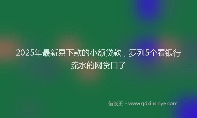 2025年最新易下款的小额贷款，罗列5个看银行流水的网贷口子