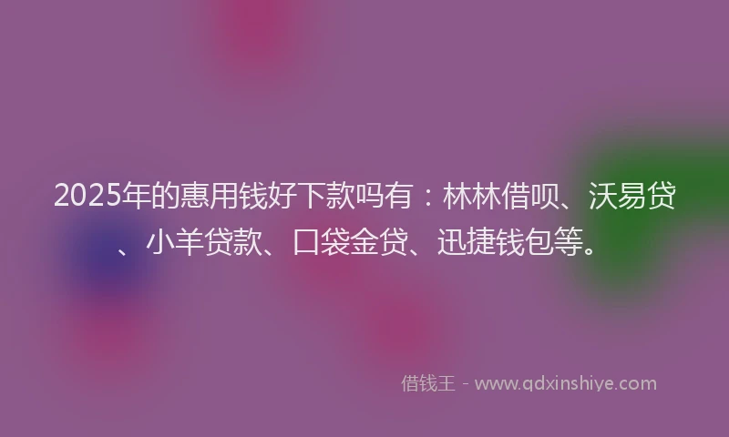 2025年的惠用钱好下款吗有：林林借呗、沃易贷、小羊贷款、口袋金贷、迅捷钱包等。