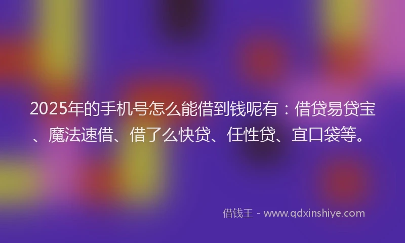 2025年的手机号怎么能借到钱呢有：借贷易贷宝、魔法速借、借了么快贷、任性贷、宜口袋等。