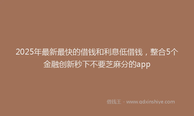 2025年最新最快的借钱和利息低借钱，整合5个金融创新秒下不要芝麻分的app