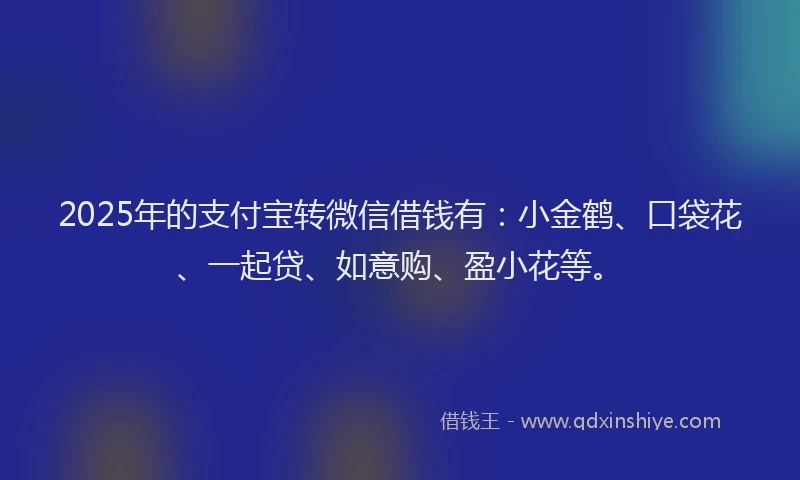2025年的支付宝转微信借钱有：小金鹤、口袋花、一起贷、如意购、盈小花等。