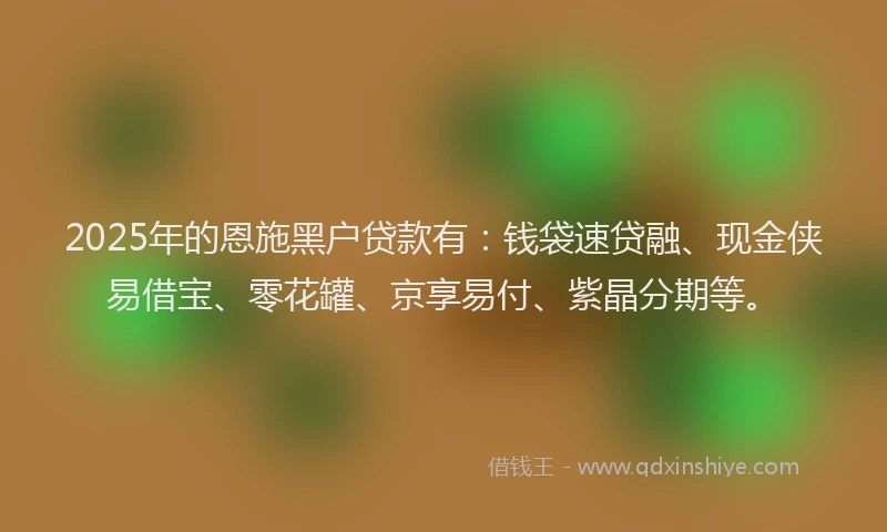 2025年的恩施黑户贷款有：钱袋速贷融、现金侠易借宝、零花罐、京享易付、紫晶分期等。