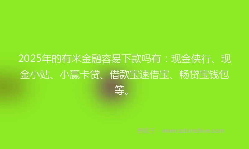 2025年的有米金融容易下款吗有：现金侠行、现金小站、小赢卡贷、借款宝速借宝、畅贷宝钱包等。