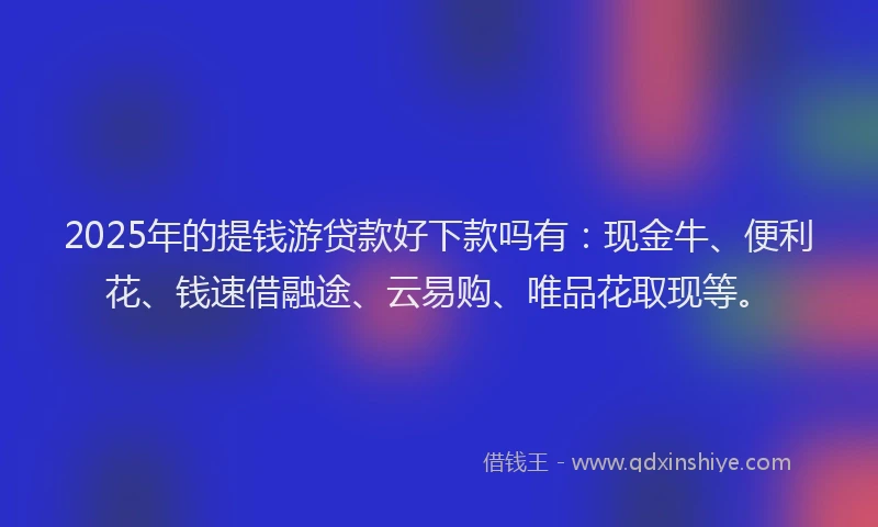 2025年的提钱游贷款好下款吗有：现金牛、便利花、钱速借融途、云易购、唯品花取现等。