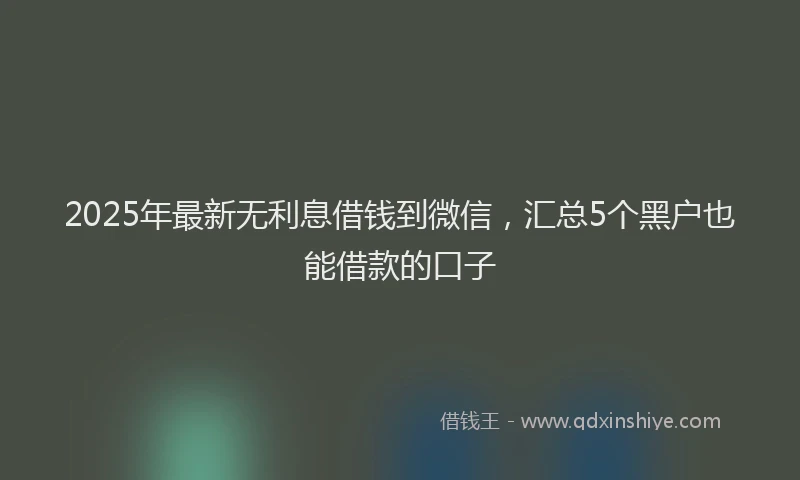 2025年最新无利息借钱到微信，汇总5个黑户也能借款的口子