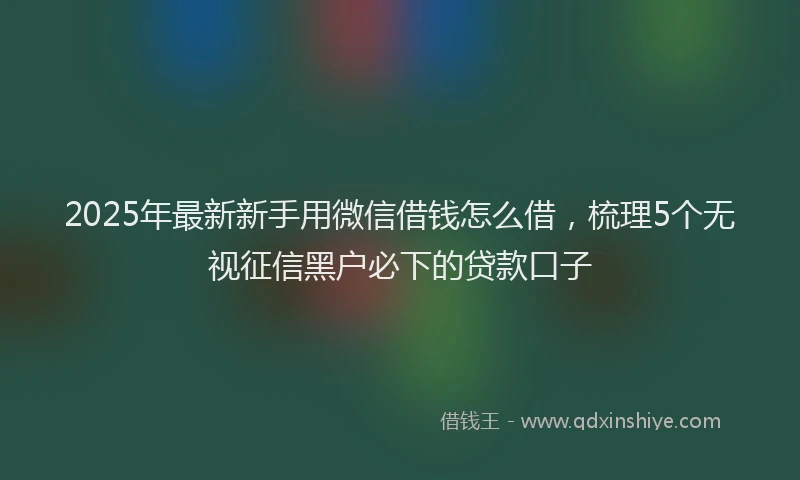2025年最新新手用微信借钱怎么借,梳理5个无视征信黑户必下的贷款口子