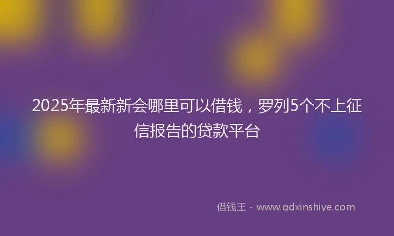 2025年最新新会哪里可以借钱，罗列5个不上征信报告的贷款平台