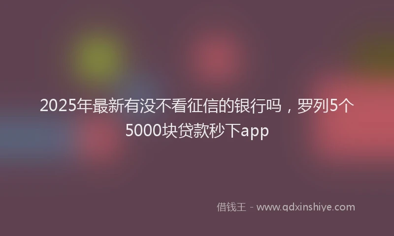2025年最新有没不看征信的银行吗，罗列5个5000块贷款秒下app