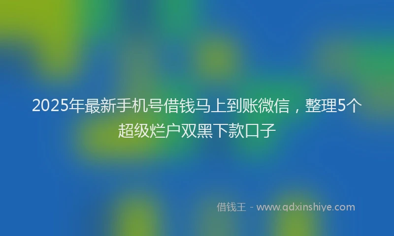 2025年最新手机号借钱马上到账微信，整理5个超级烂户双黑下款口子