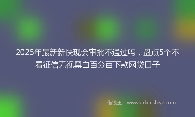 2025年最新新快现会审批不通过吗，盘点5个不看征信无视黑白百分百下款网贷口子