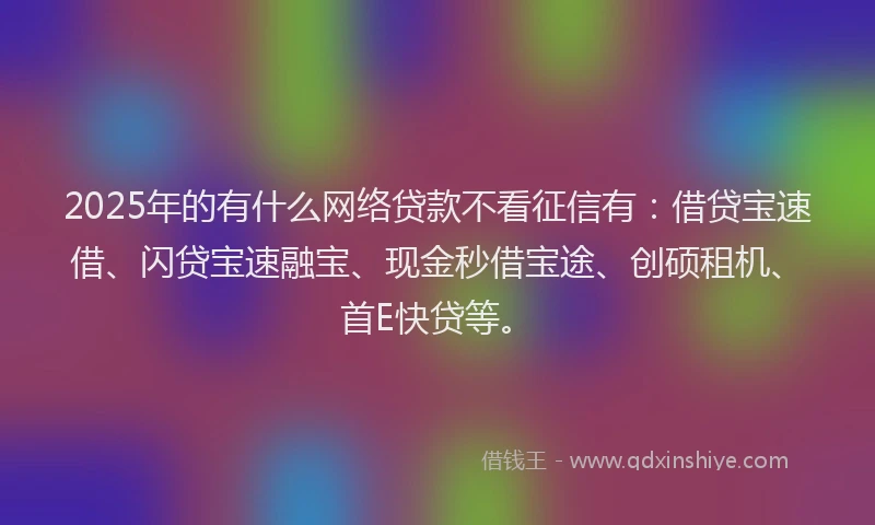 2025年的有什么网络贷款不看征信有：借贷宝速借、闪贷宝速融宝、现金秒借宝途、创硕租机、首E快贷等。