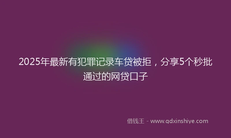2025年最新有犯罪记录车贷被拒，分享5个秒批通过的网贷口子
