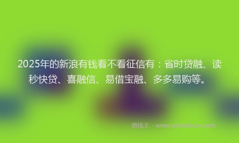 2025年的新浪有钱看不看征信有:省时贷融、读秒快贷、喜融信、易借宝融、多多易购等。