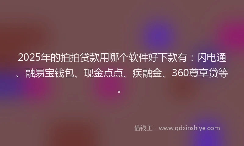 2025年的拍拍贷款用哪个软件好下款有：闪电通、融易宝钱包、现金点点、疾融金、360尊享贷等。