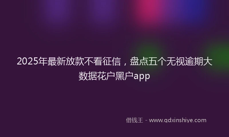 2025年最新放款不看征信，盘点五个无视逾期大数据花户黑户app