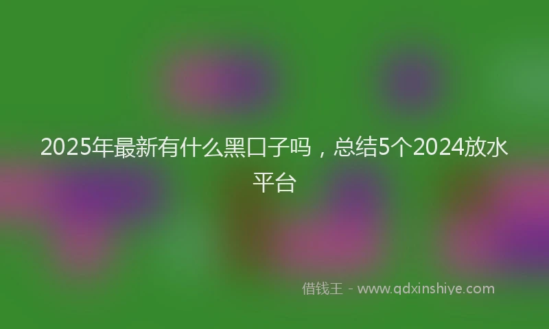2025年最新有什么黑口子吗，总结5个2024放水平台