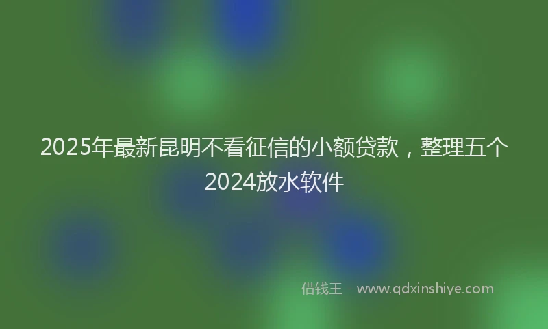 2025年最新昆明不看征信的小额贷款，整理五个2024放水软件