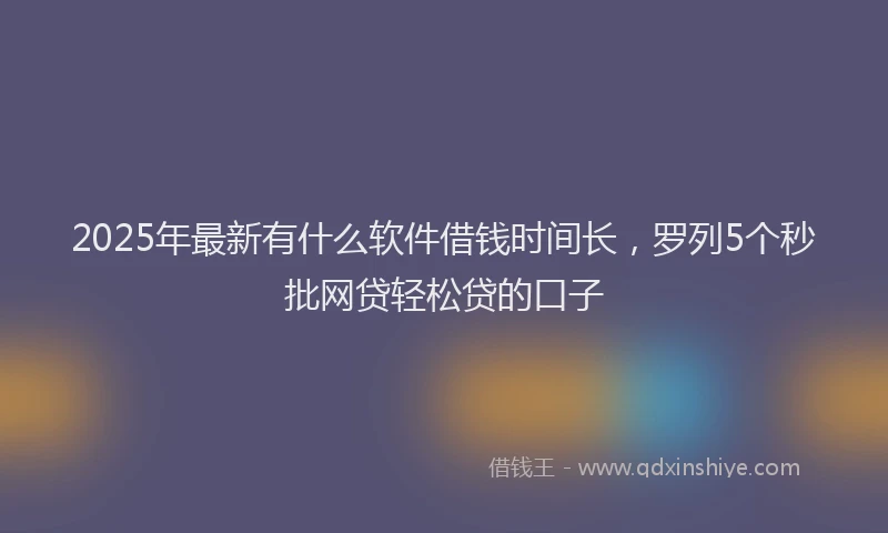 2025年最新有什么软件借钱时间长，罗列5个秒批网贷轻松贷的口子