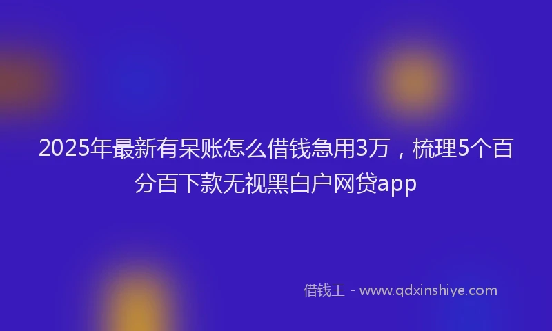 2025年最新有呆账怎么借钱急用3万，梳理5个百分百下款无视黑白户网贷app