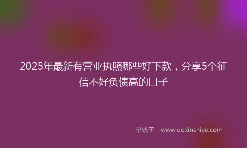 2025年最新有营业执照哪些好下款，分享5个征信不好负债高的口子