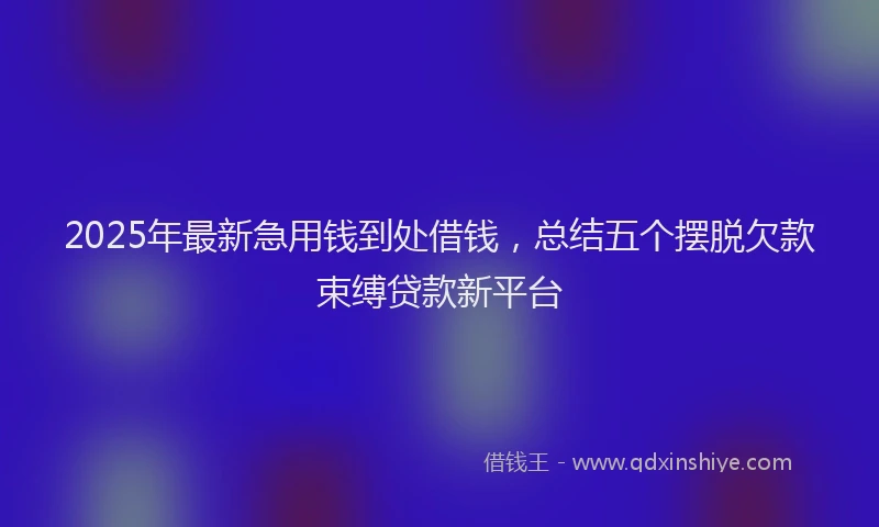 2025年最新急用钱到处借钱，总结五个摆脱欠款束缚贷款新平台