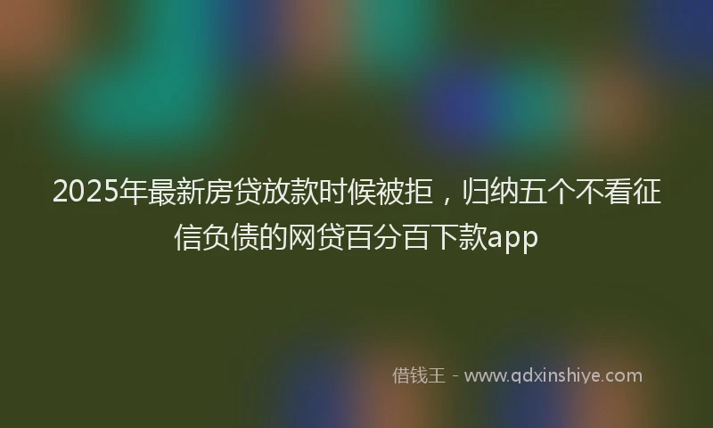 2025年最新房贷放款时候被拒，归纳五个不看征信负债的网贷百分百下款app